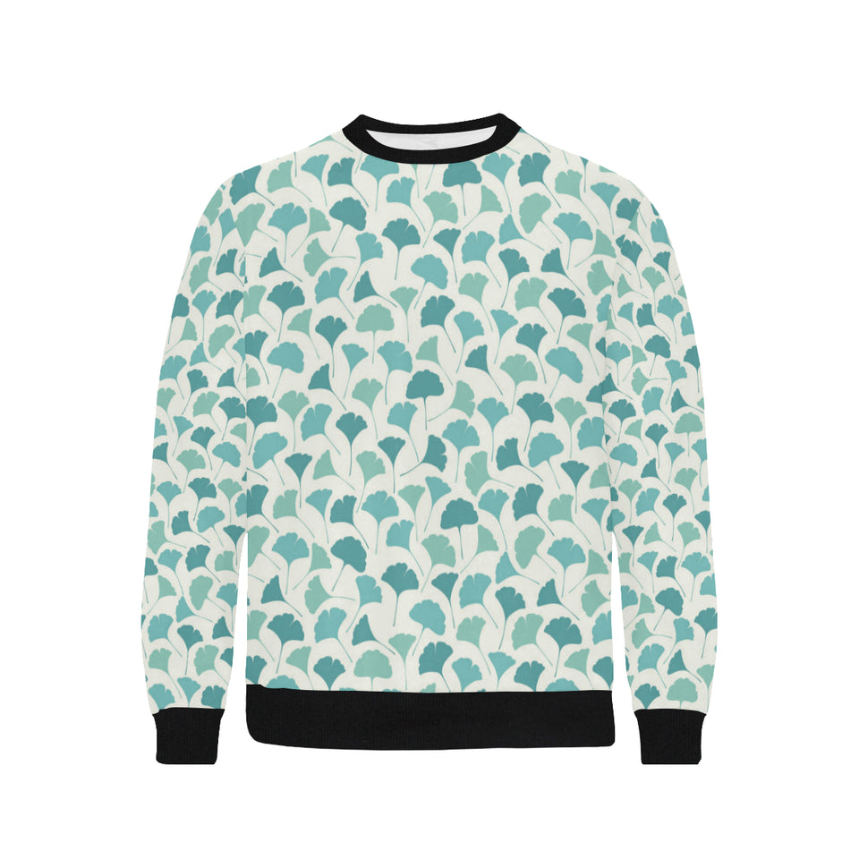 Green ginkgo leaves pattern Men's Crew Neck Sweatshirt