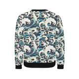Japanese wave pattern Men's Crew Neck Sweatshirt