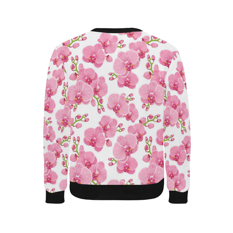 pink purple orchid pattern background Men's Crew Neck Sweatshirt
