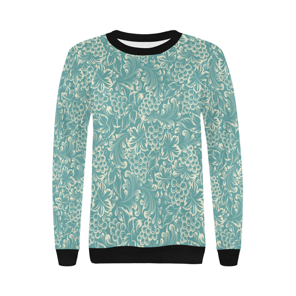 Classic Hand drawn Grape pattern Women's Crew Neck Sweatshirt