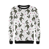 Boston terrier dog hearts vector pattern Women's Crew Neck Sweatshirt