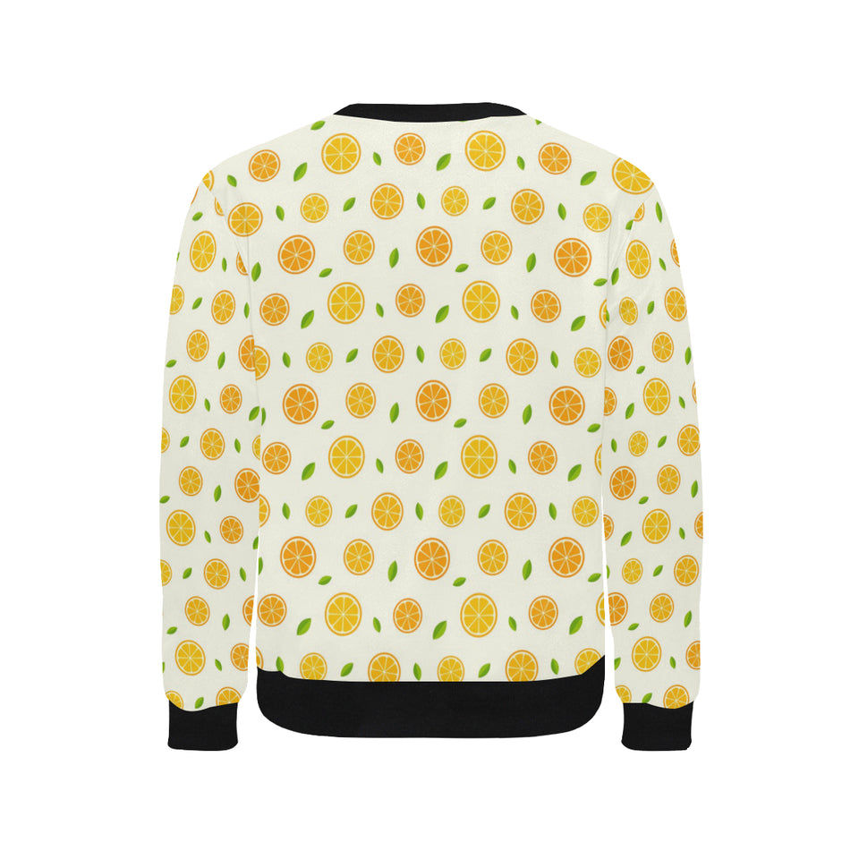oranges leaves pattern Men's Crew Neck Sweatshirt