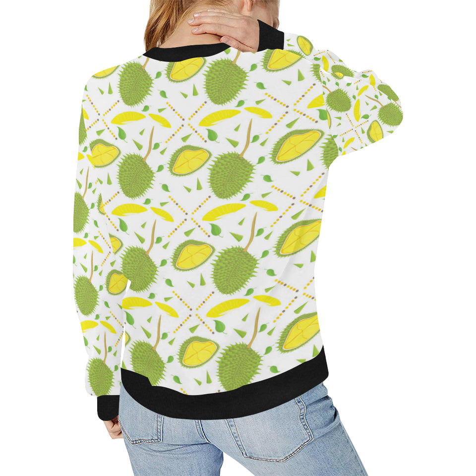 Durian pattern background Women's Crew Neck Sweatshirt