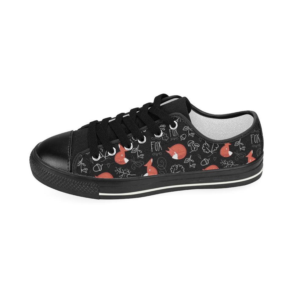 fox sleeping fox pattern Kids' Boys' Girls' Low Top Canvas Shoes Black