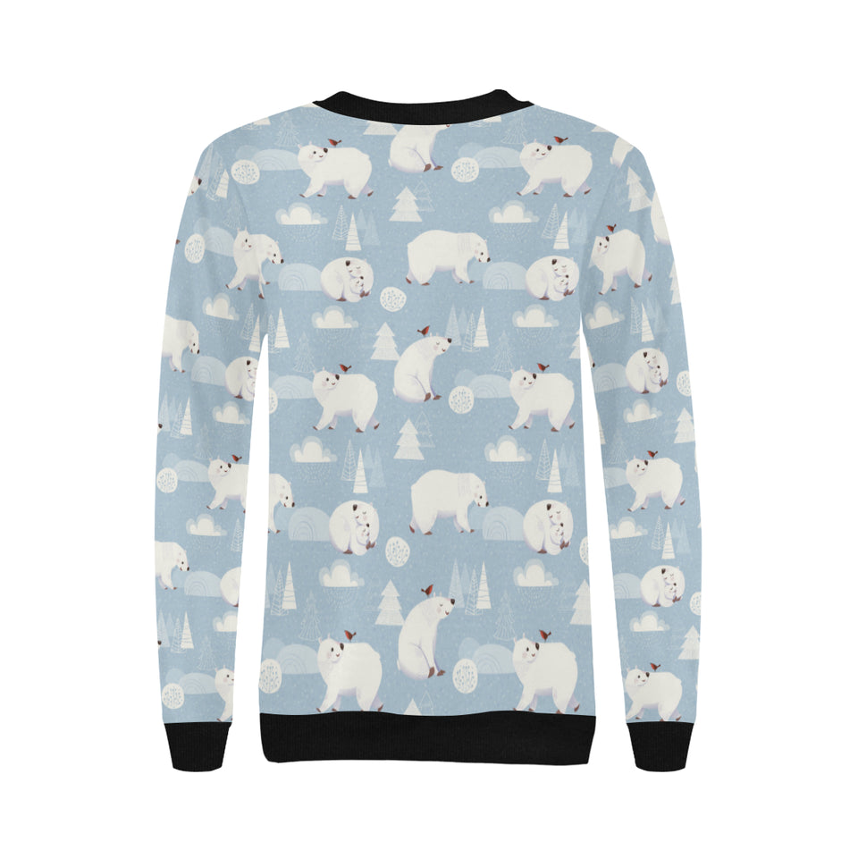 Cute polar bears Christmas decoration pattern Women's Crew Neck Sweatshirt