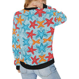 Blue red orange starfish pattern Women's Crew Neck Sweatshirt