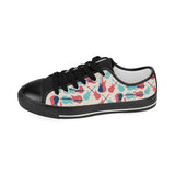 Red Blue guitar pattern Kids' Boys' Girls' Low Top Canvas Shoes Black