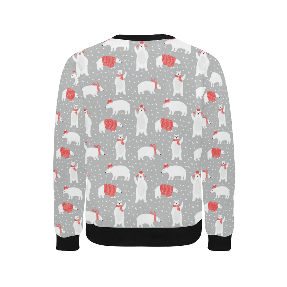 Cute polar bear christmas snow pattern Men's Crew Neck Sweatshirt
