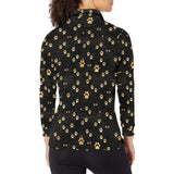 Dog Paws Pattern Print Design 05 Women's Long Sleeve Polo Shirt