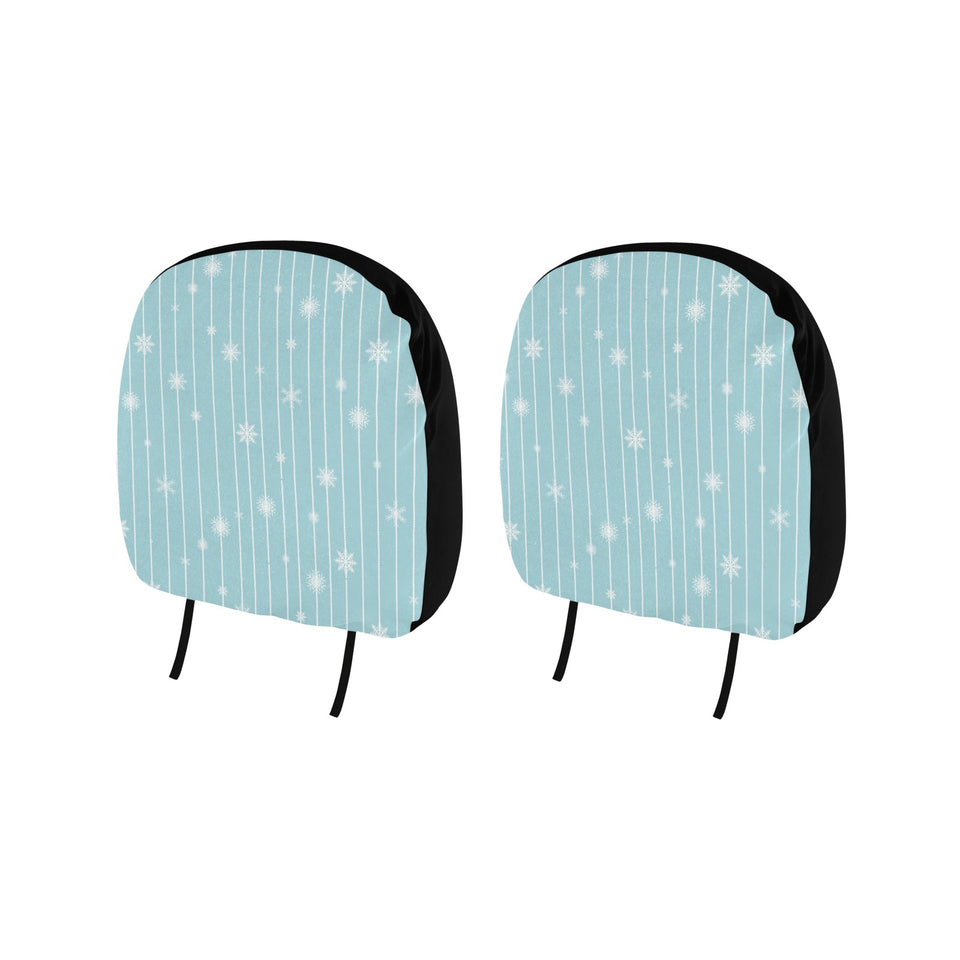 Snowflake pattern blue stripe background Car Headrest Cover