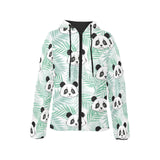 Panda pattern tropical leaves background Women's Padded Hooded Jacket