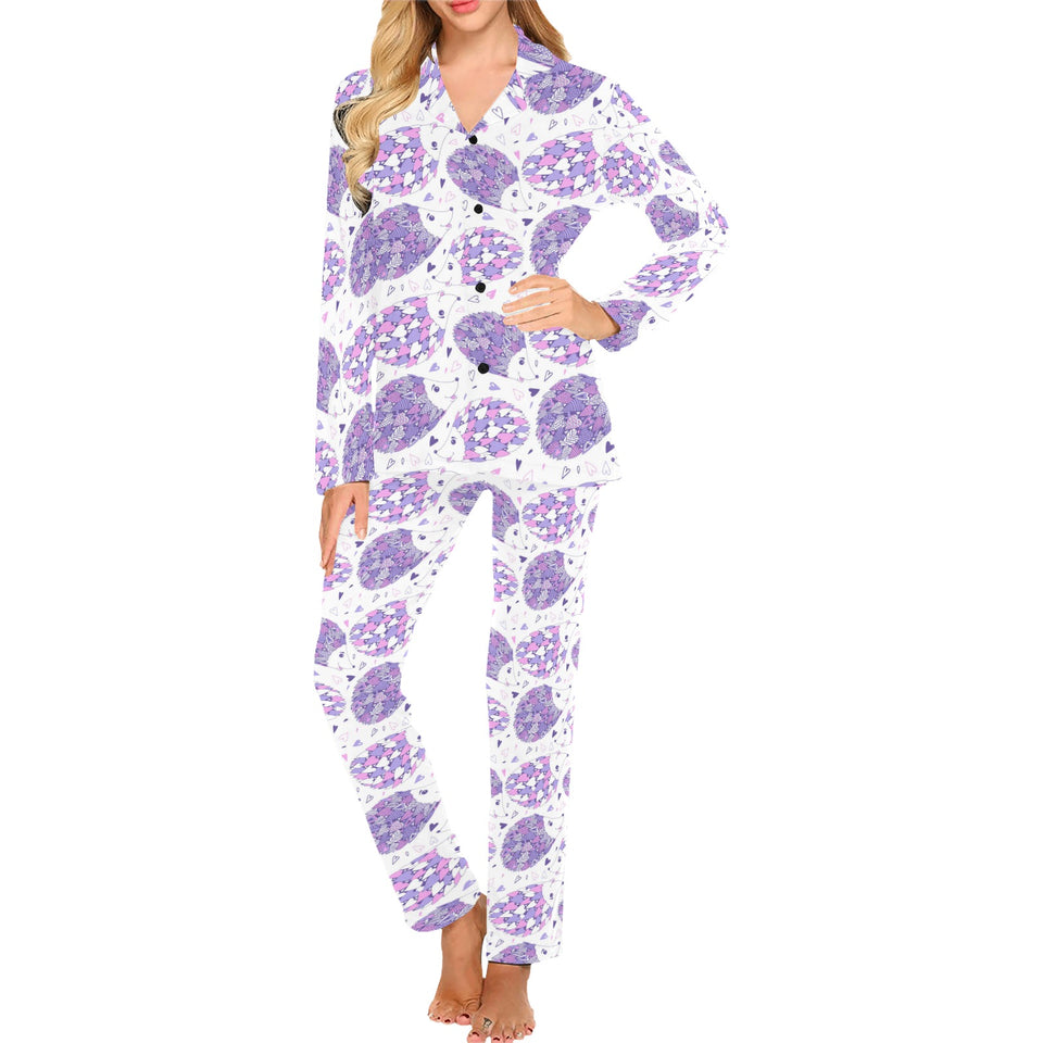 Hedgehog Pattern Print Design 05 Women's Long Pajama Set