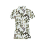 Monkey sloth lemur palm trees pattern Women's All Over Print Polo Shirt