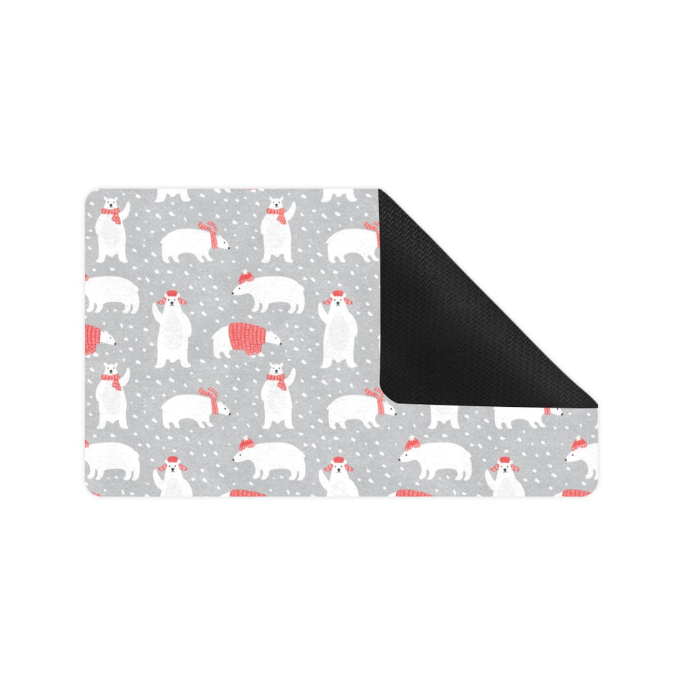 Cute polar bear christmas snow pattern Doormat