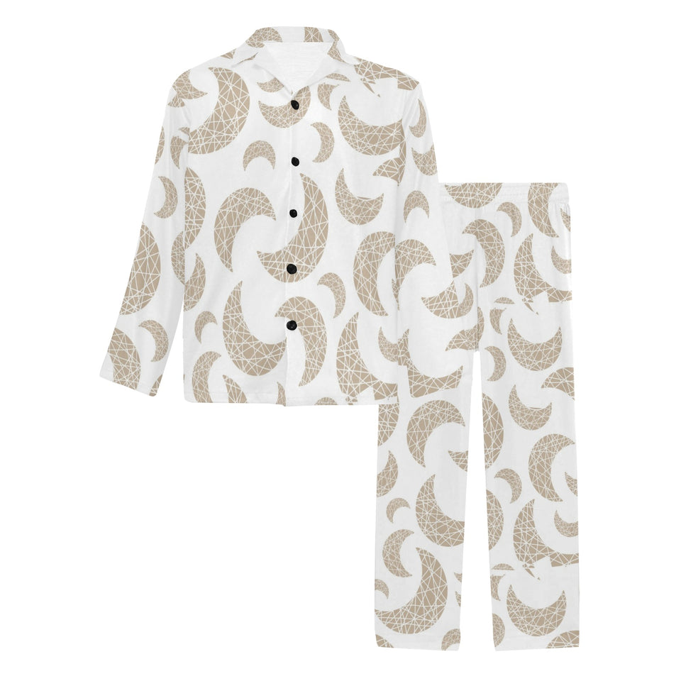 Cool gold moon abstract pattern Men's Long Pajama Set