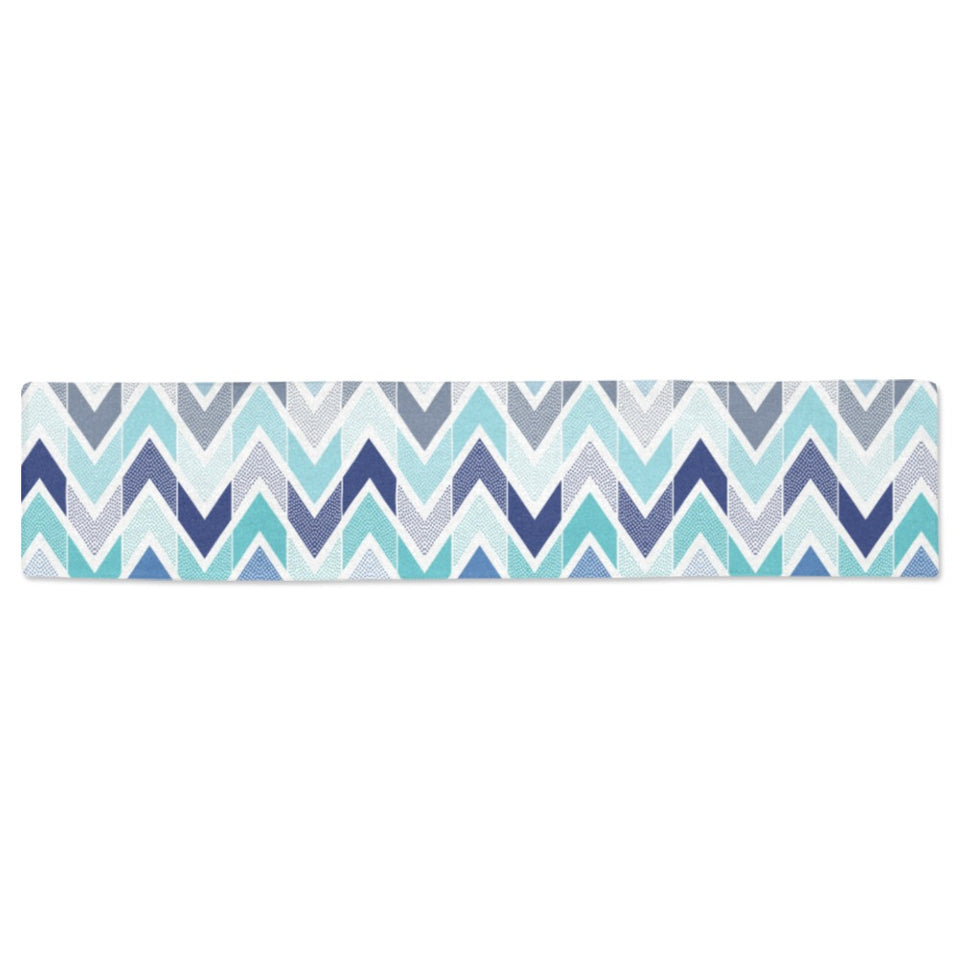 zigzag chevron blue pattern Table Runner