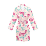 Cute little mermaid pattern Women's Long Sleeve Belted Night Robe