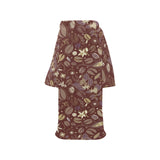 Coffee bean flower pattern Blanket Robe with Sleeves
