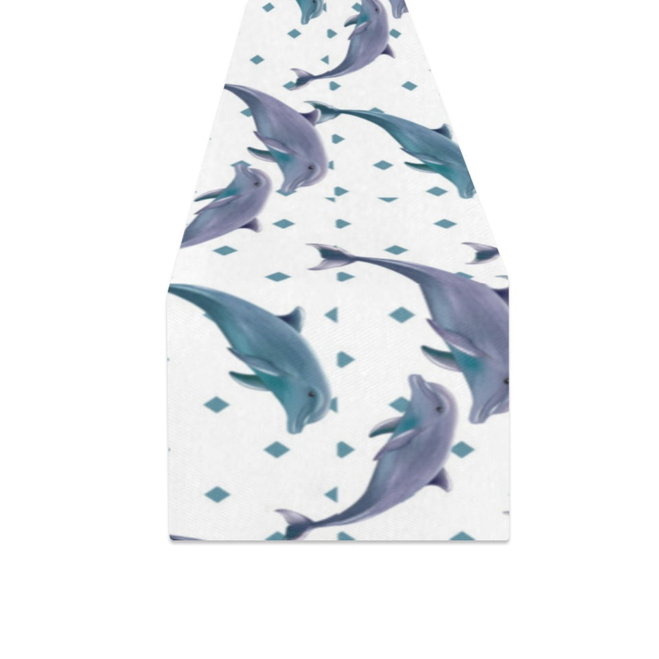 Dolphins pattern dotted background Table Runner