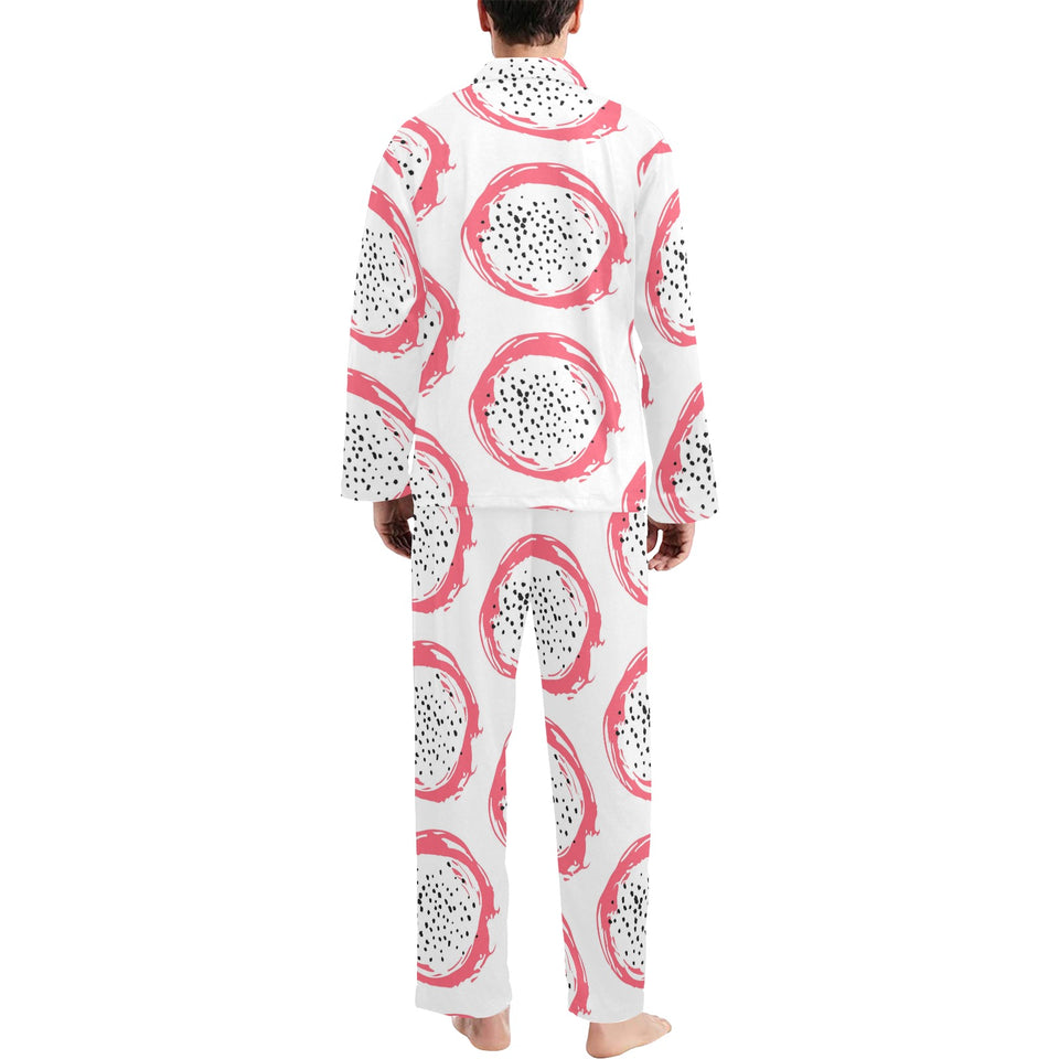 Hand drawn dragon fruit Men's Long Pajama Set