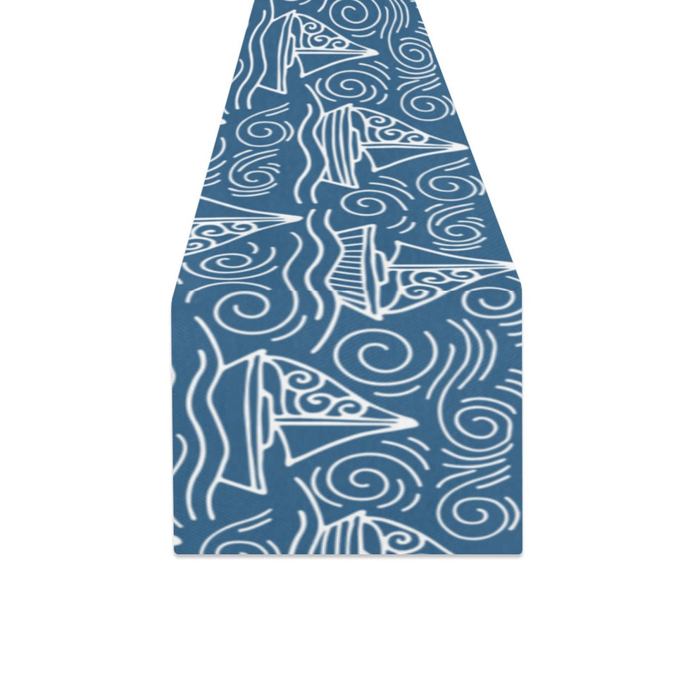 Hand drawn sailboat pattern Table Runner