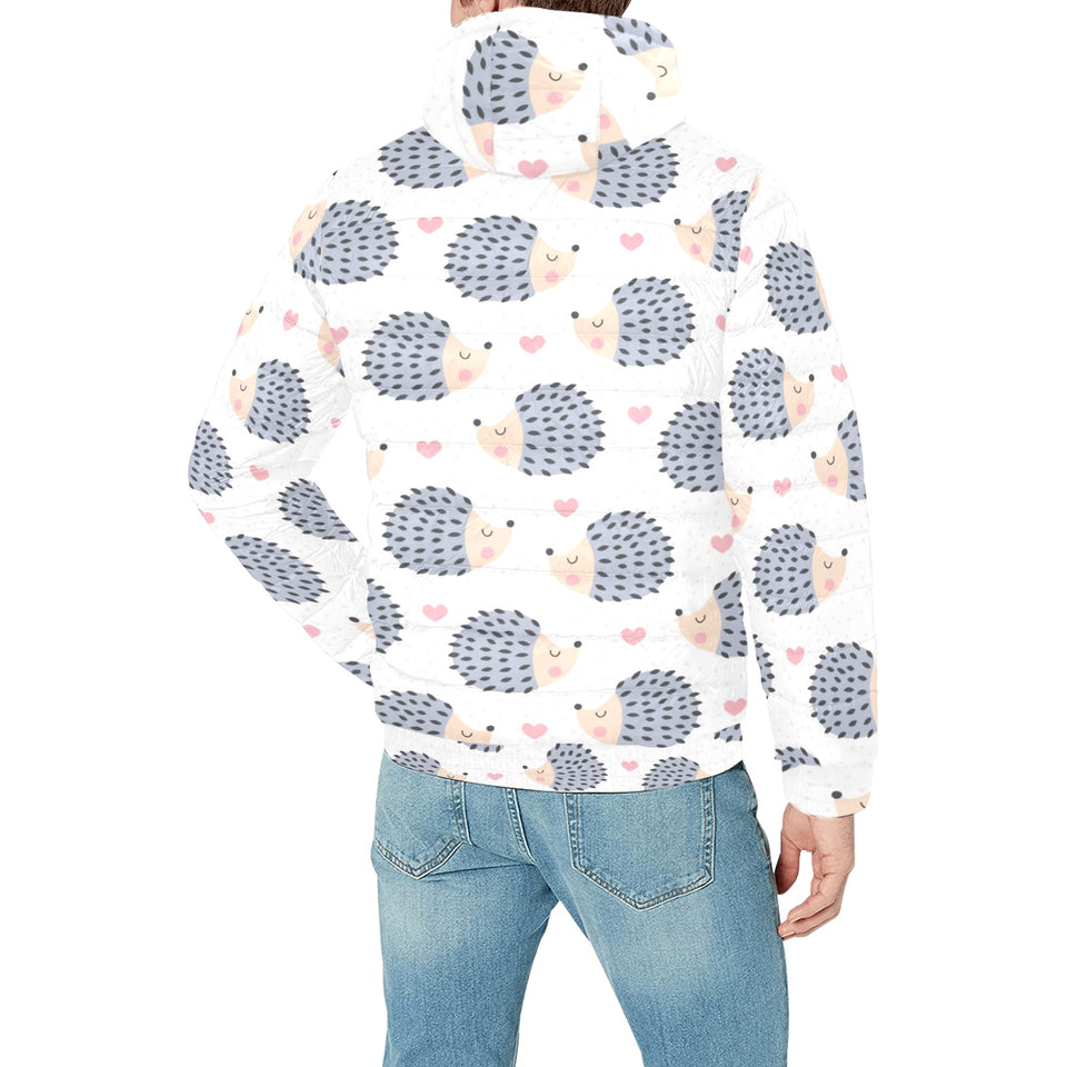 Hedgehog Pattern Print Design 04 Men's Padded Hooded Jacket