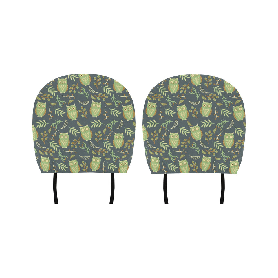 Cute owls leaves pattern Car Headrest Cover