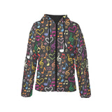 Music Notes Pattern Print Design 02 Women's Padded Hooded Jacket