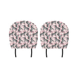 Zebra pink flower background Car Headrest Cover