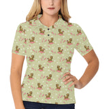 Yorkshire Terrier Pattern Print Design 01 Women's All Over Print Polo Shirt