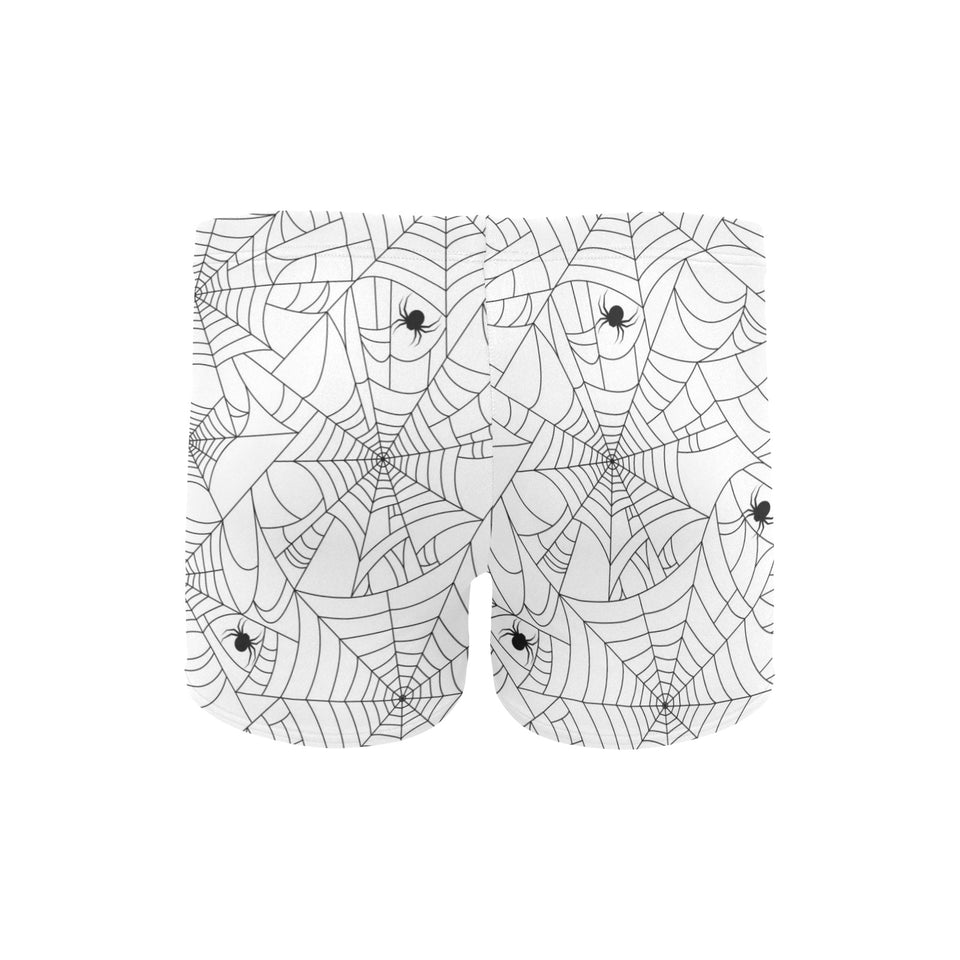 Spider web cobweb pattern white background Men's Swimming Trunks