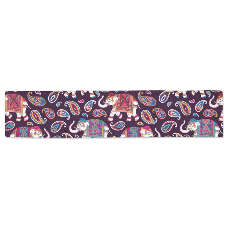 Elephant indian style ornament pattern Table Runner