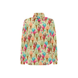 Colorful ice cream pattern Women's Long Sleeve Polo Shirt