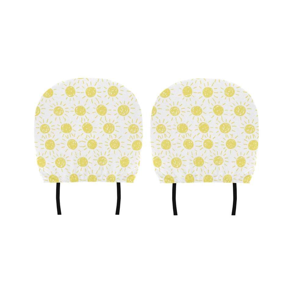 hand drawn sun pattern Car Headrest Cover