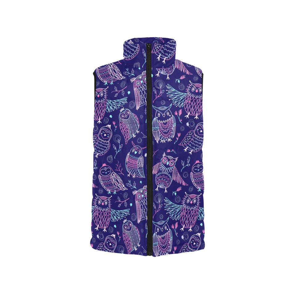 Cute owls pattern boho style ornament Men's Padded Vest