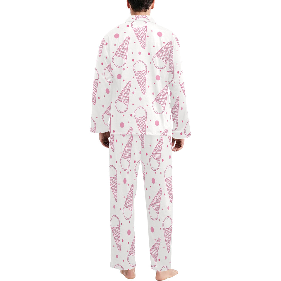 Hand drawn ice cream pattern Men's Long Pajama Set