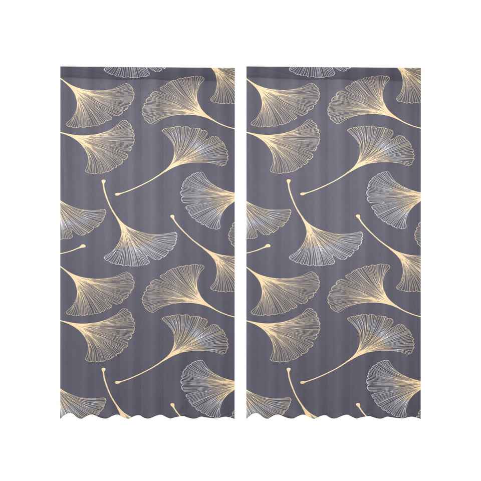 Gold ginkgo leaves Gauze Curtain