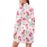 Cute little mermaid pattern Women's Long Sleeve Belted Night Robe
