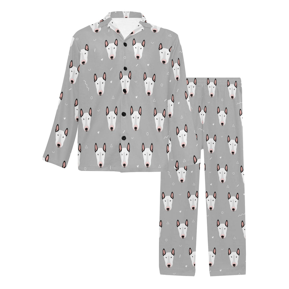 Bull Terrier Pattern Print Design 05 Men's Long Pajama Set