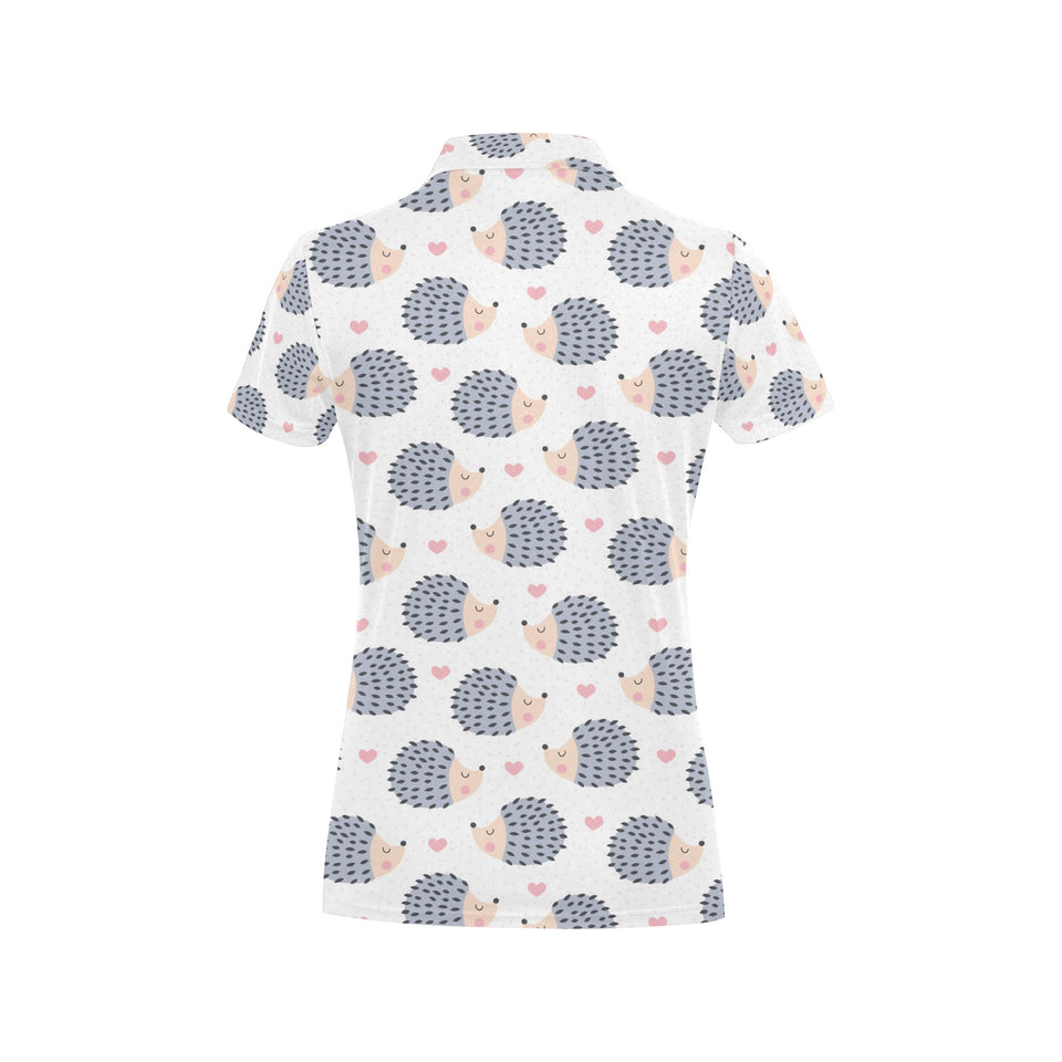 Hedgehog Pattern Print Design 04 Women's All Over Print Polo Shirt