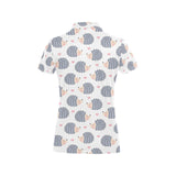 Hedgehog Pattern Print Design 04 Women's All Over Print Polo Shirt