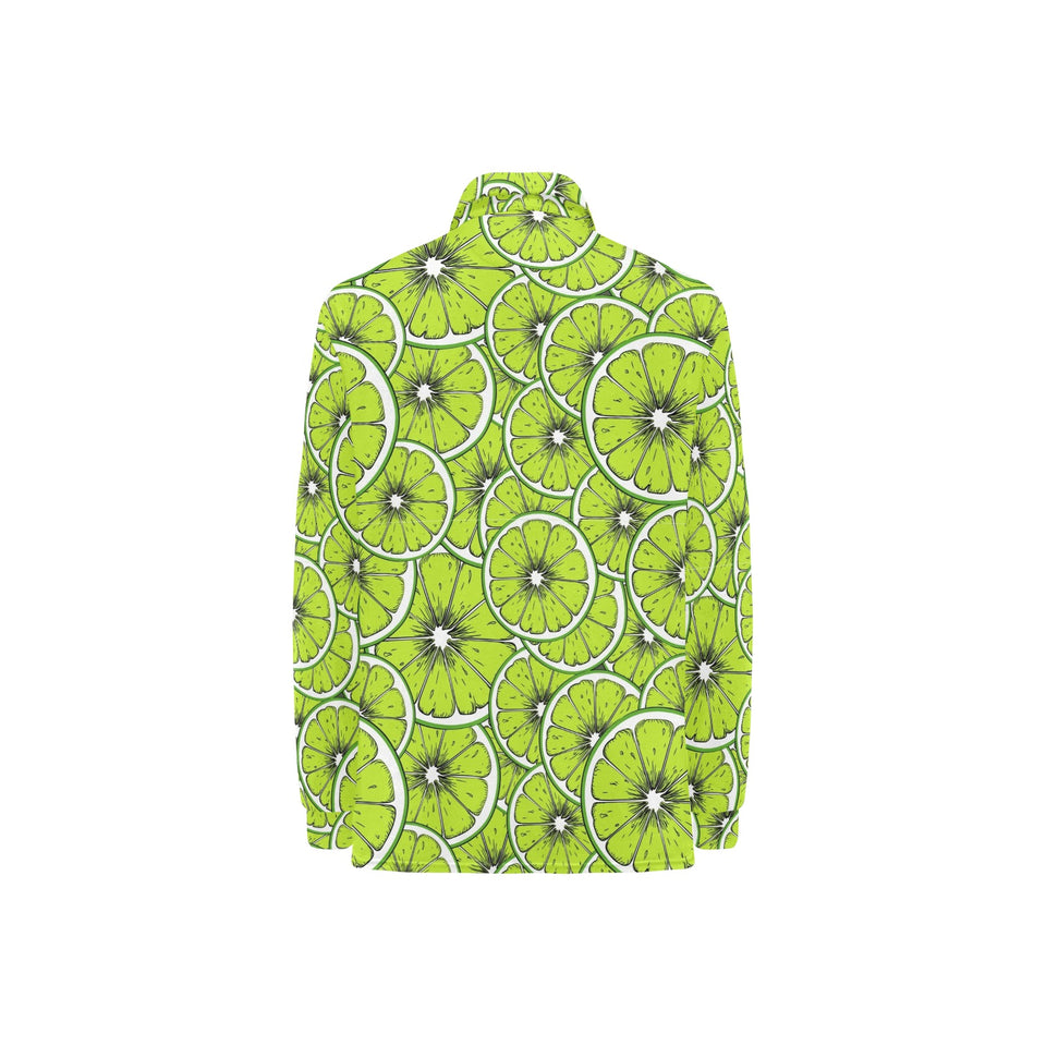 Slices of Lime design pattern Women's Long Sleeve Polo Shirt