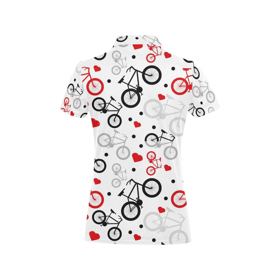Bicycle Pattern Print Design 04 Women's All Over Print Polo Shirt