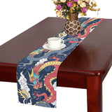 Blue red dragon cloud pattern Table Runner