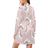 Cute zebra pattern Women's Long Sleeve Belted Night Robe