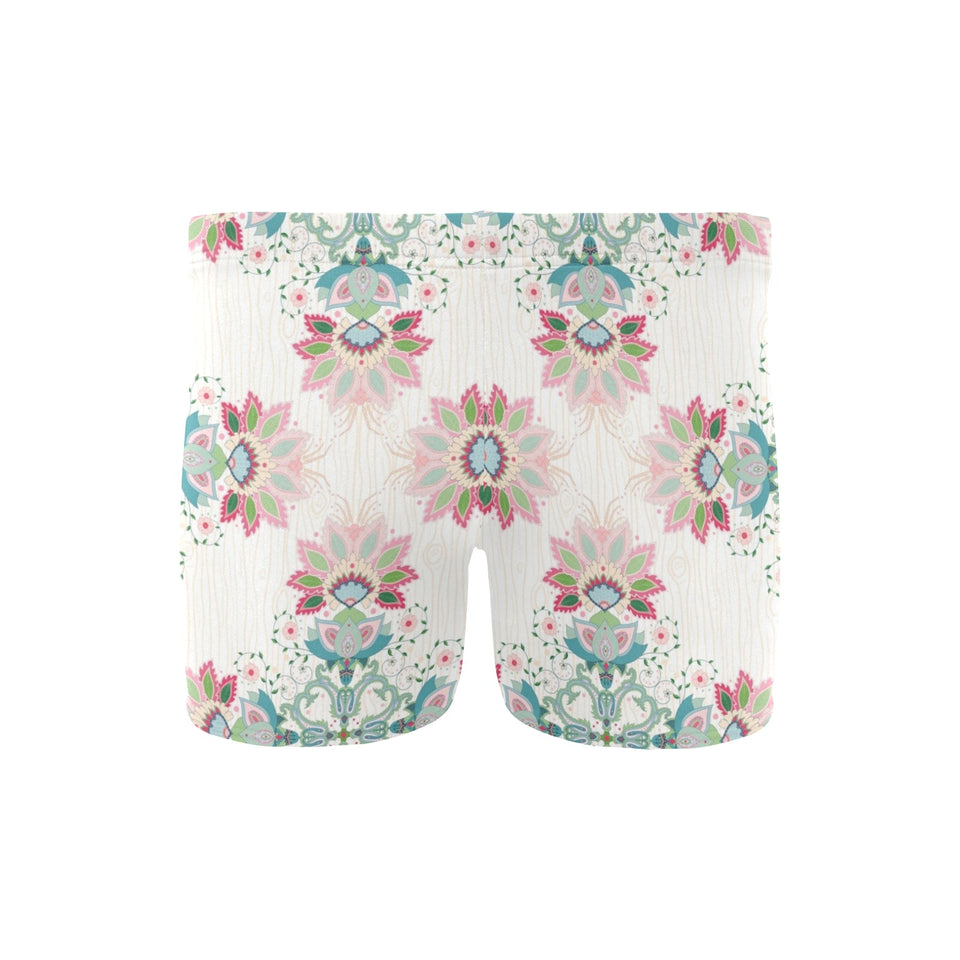 Square floral indian flower pattern Men's Swimming Trunks