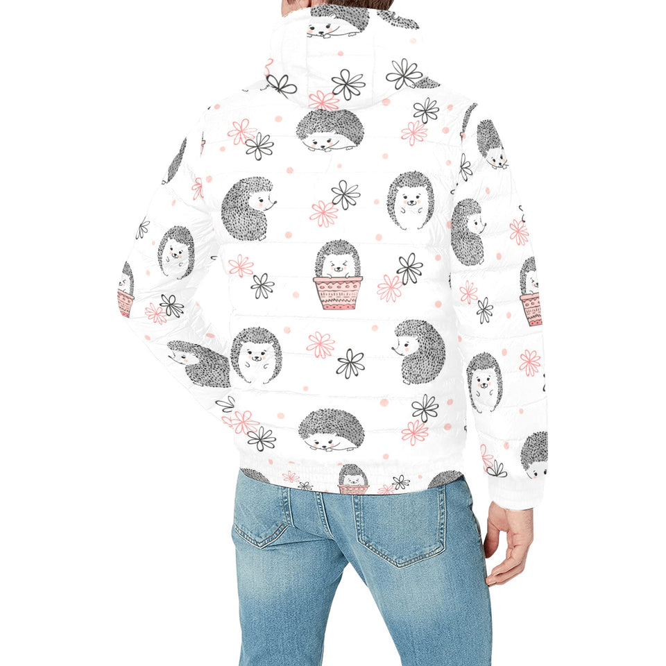 Hedgehog Pattern Print Design 02 Men's Padded Hooded Jacket