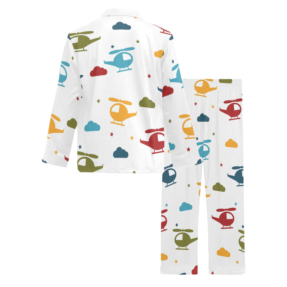 Colorful helicopter pattern Men's Long Pajama Set