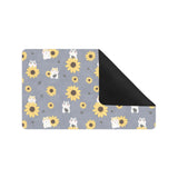 Cute hamster sunflower pattern background Doormat