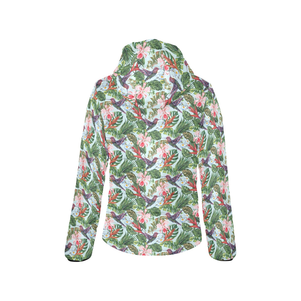 Hummingbird Pattern Print Design 05 Women's Padded Hooded Jacket
